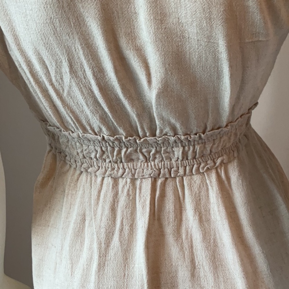 Monteau Cream V-Neck Smocked Waist Midi Dress - Picture 7 of 9